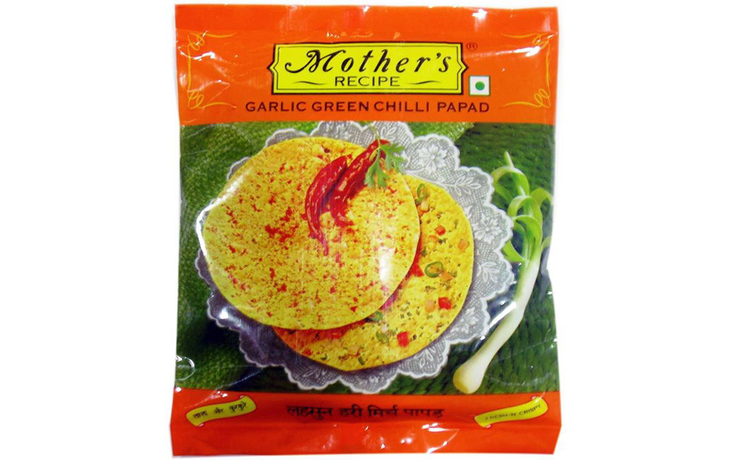 Mother's Recipe Garlic Green Chilli Papad    Pack  200 grams